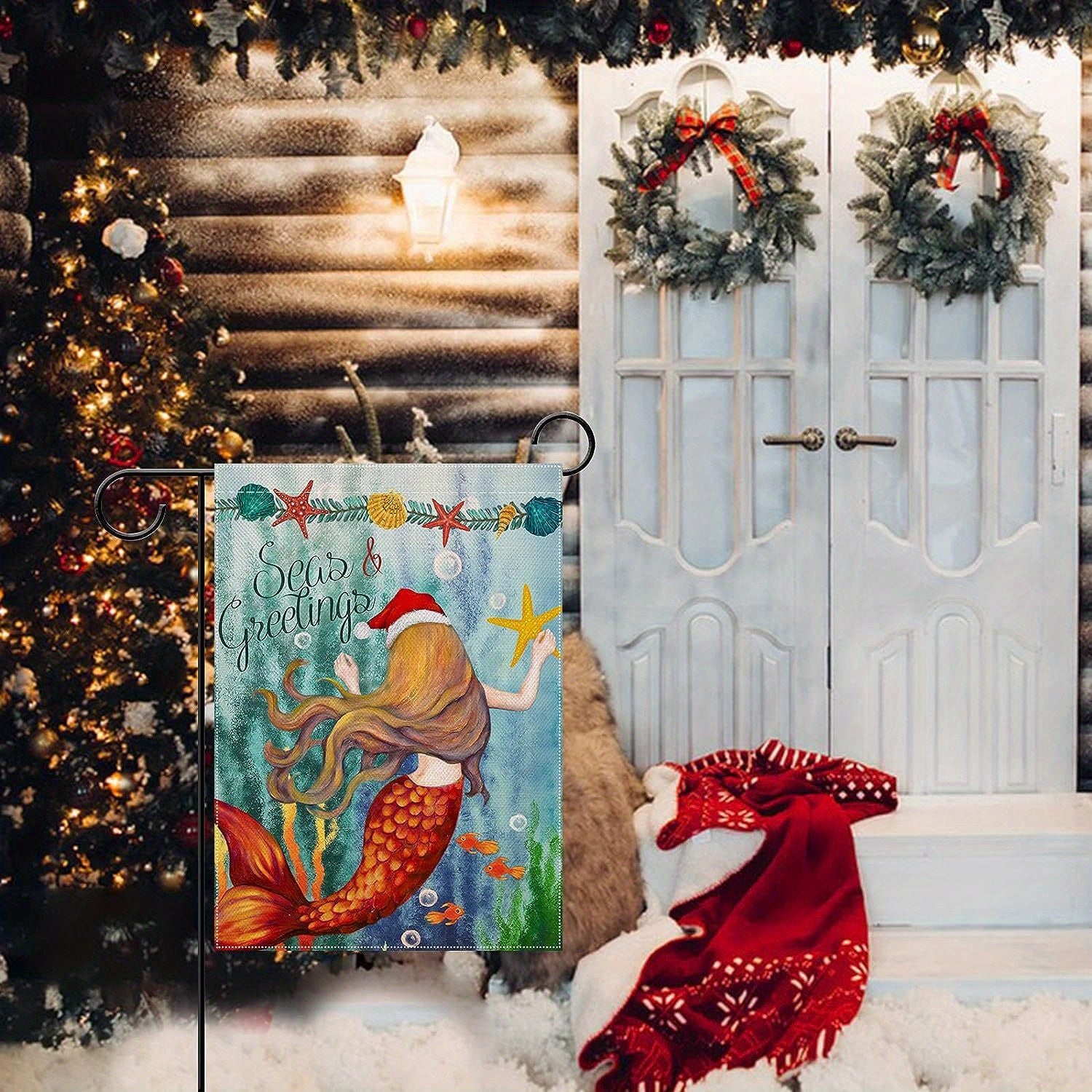 "Seas Greetings" Christmas Garden Flag