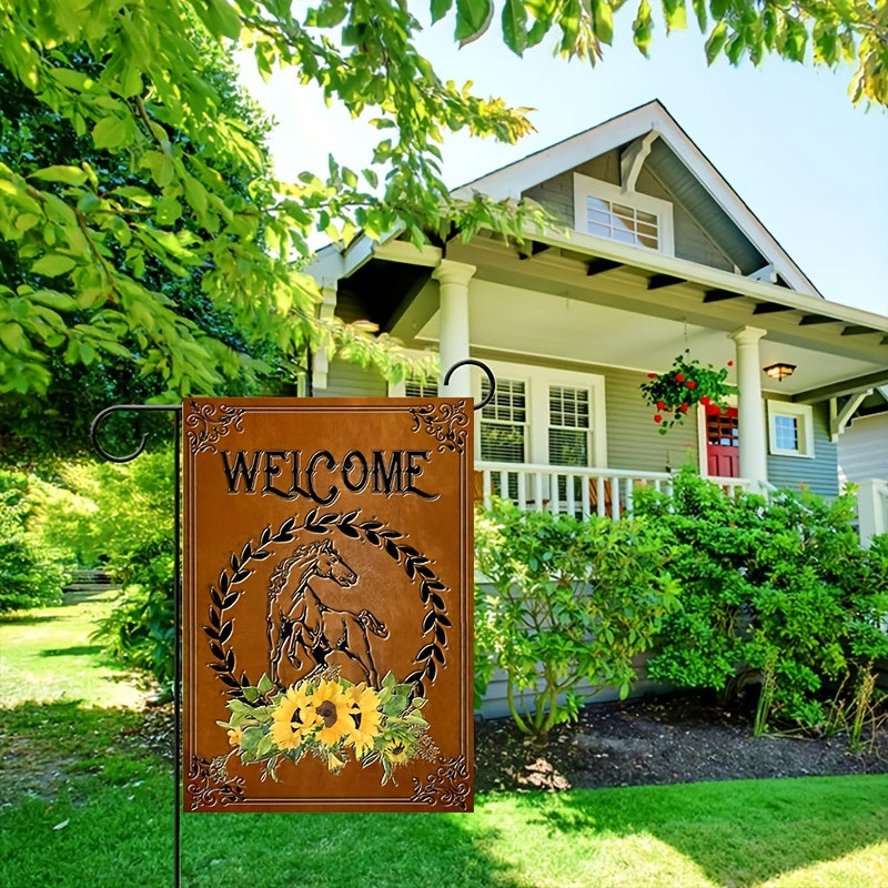 Charming Horse & Sunflower Welcome Garden Flag