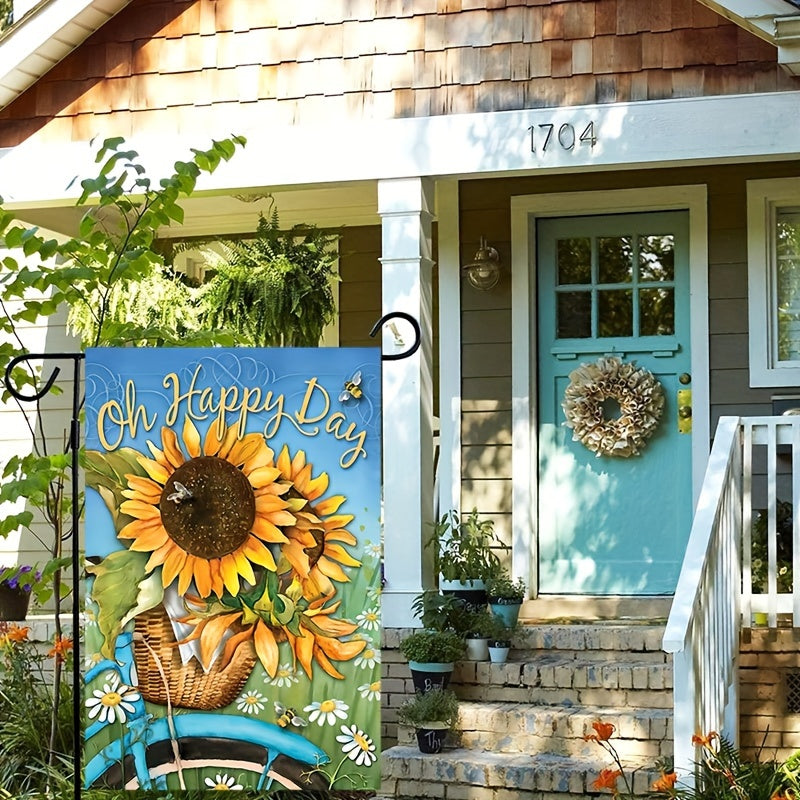 "Oh Happy Day" Sunflower & Bee Bicycle Garden Flag