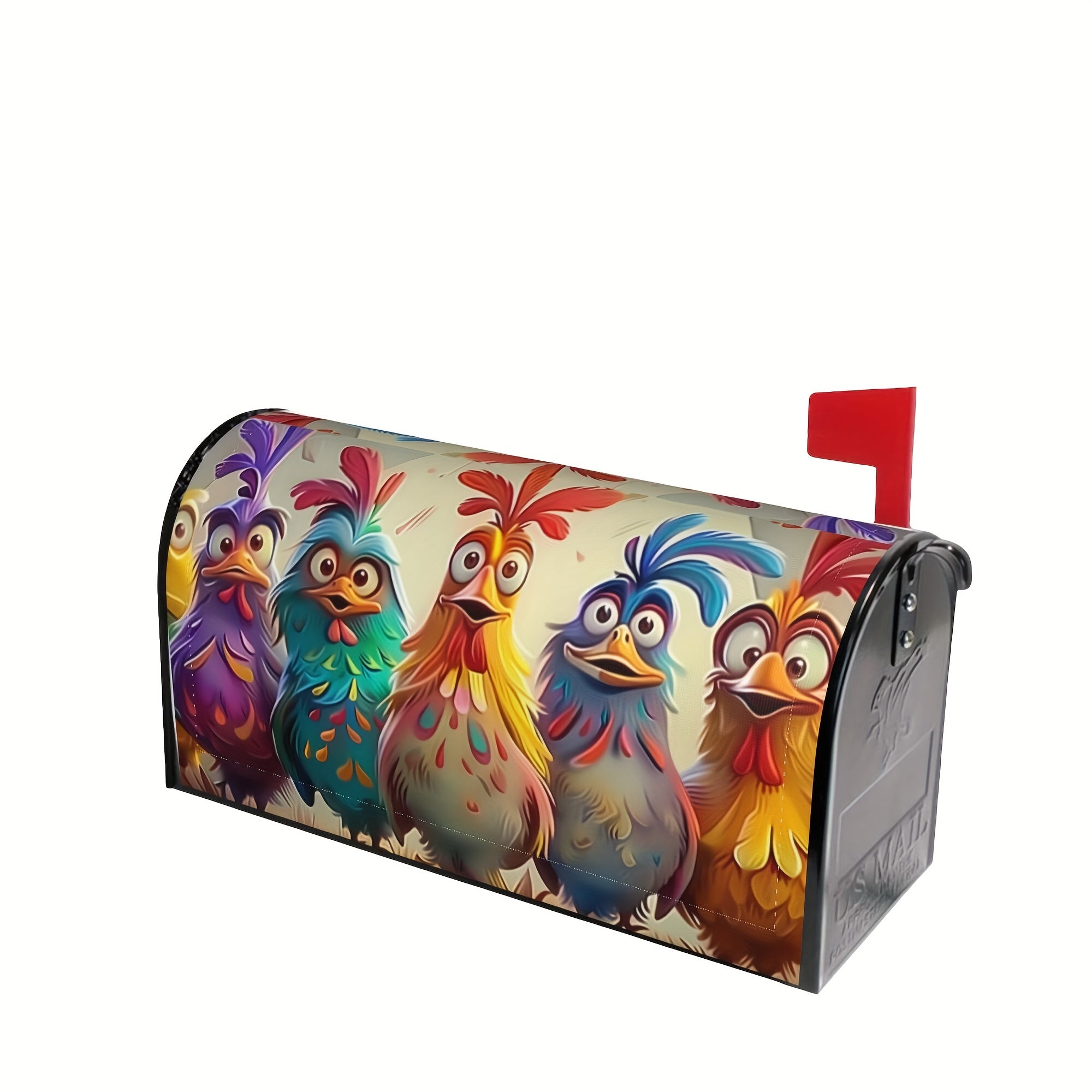 Colorful Roosters Mailbox Cover