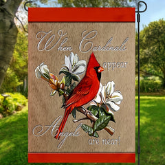 Rustic "When Cardinals Appear Angels Are Near" Burlap Garden Flag