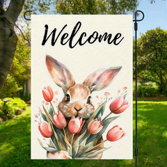 Easter Bunny Welcome Garden Flag