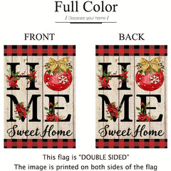 "Home Sweet Home" Red Checkered Burlap Christmas Flag