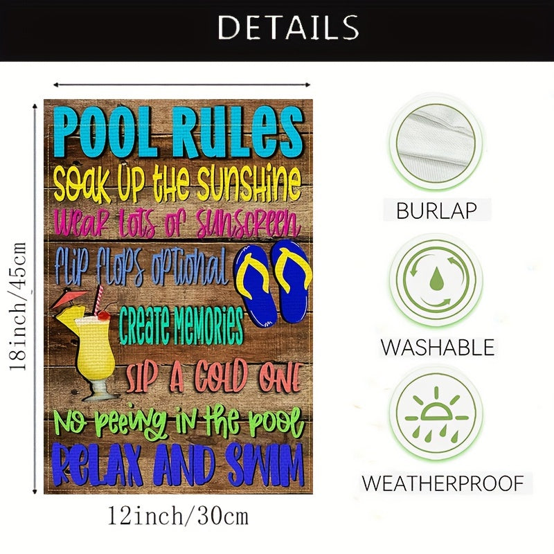 Pool Rules Garden Flag