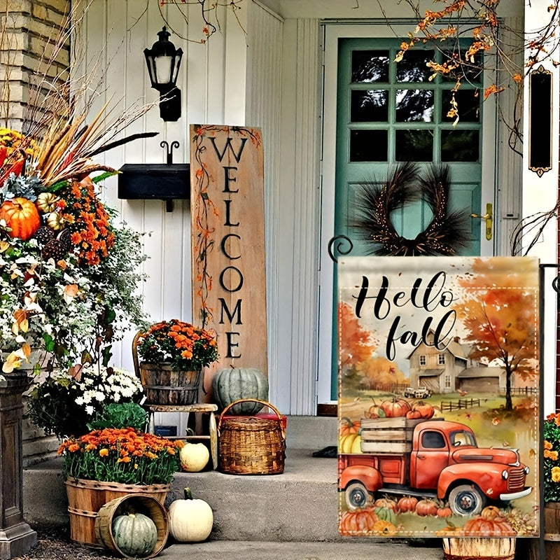 Vertical Double-Sided Fall Pumpkin Garden Flag