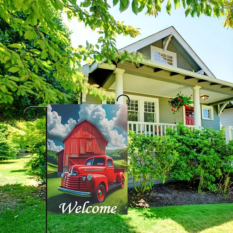 Rustic Red Truck Welcome Garden Flag