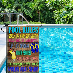 Pool Rules Garden Flag