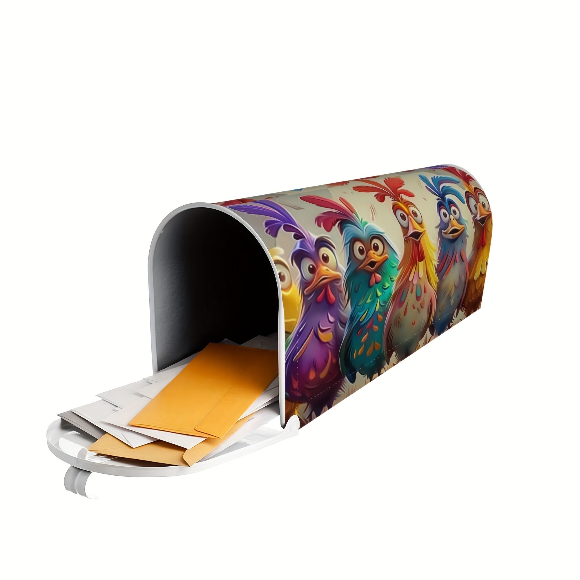 Colorful Roosters Mailbox Cover