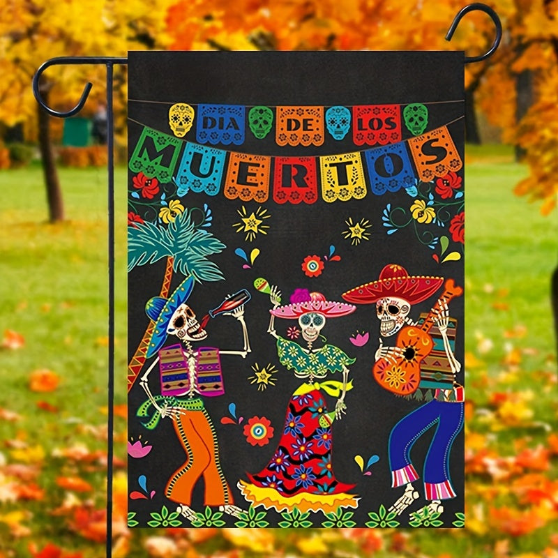 Vibrant Day of the Dead Garden Flag