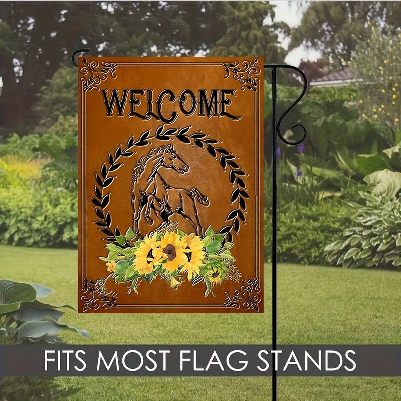 Charming Horse & Sunflower Welcome Garden Flag