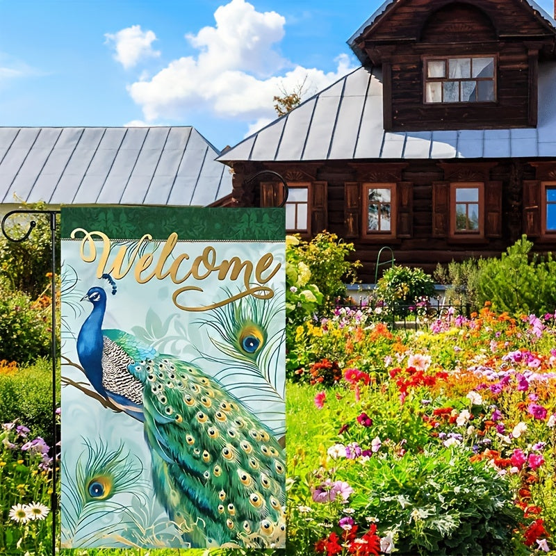 Peacock Welcome Garden Flag