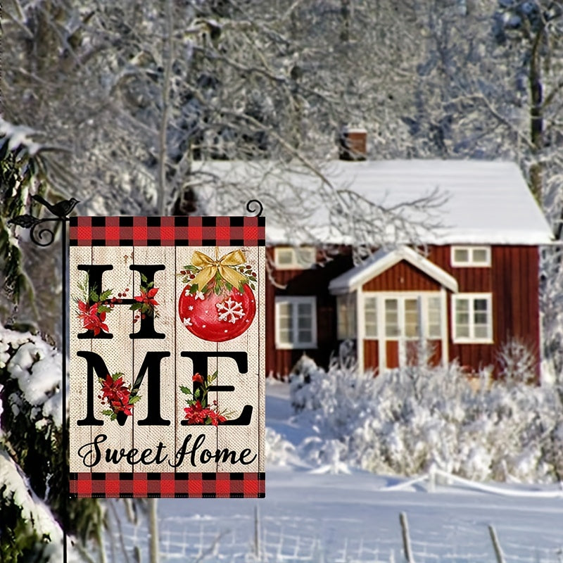 "Home Sweet Home" Red Checkered Burlap Christmas Flag