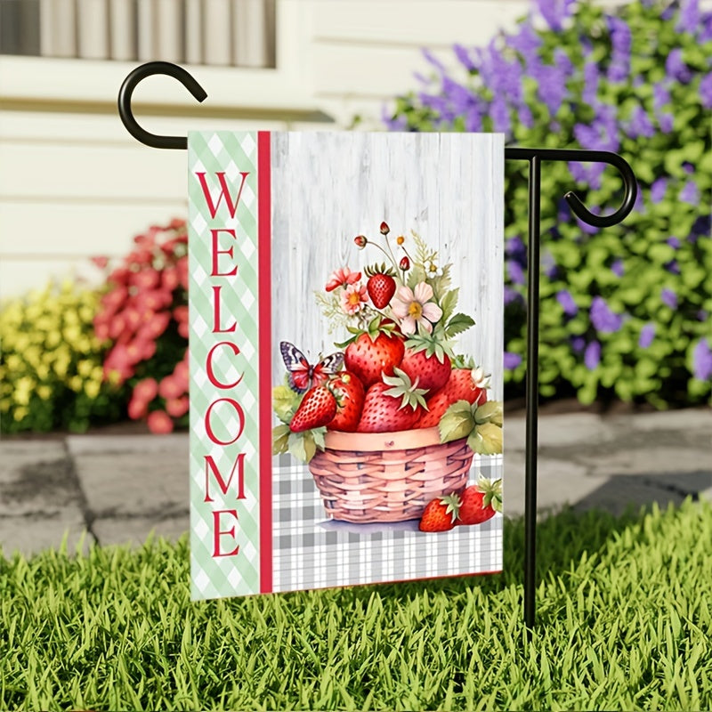 Strawberries Fruit Theme Welcome Garden Flag