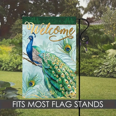 Peacock Welcome Garden Flag