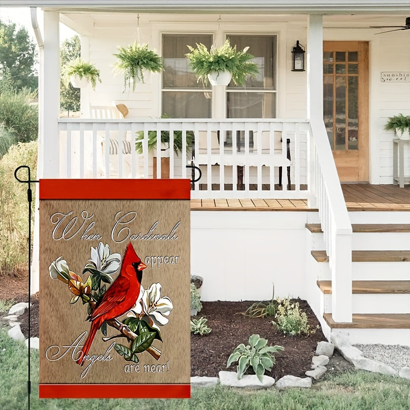 Rustic "When Cardinals Appear Angels Are Near" Burlap Garden Flag