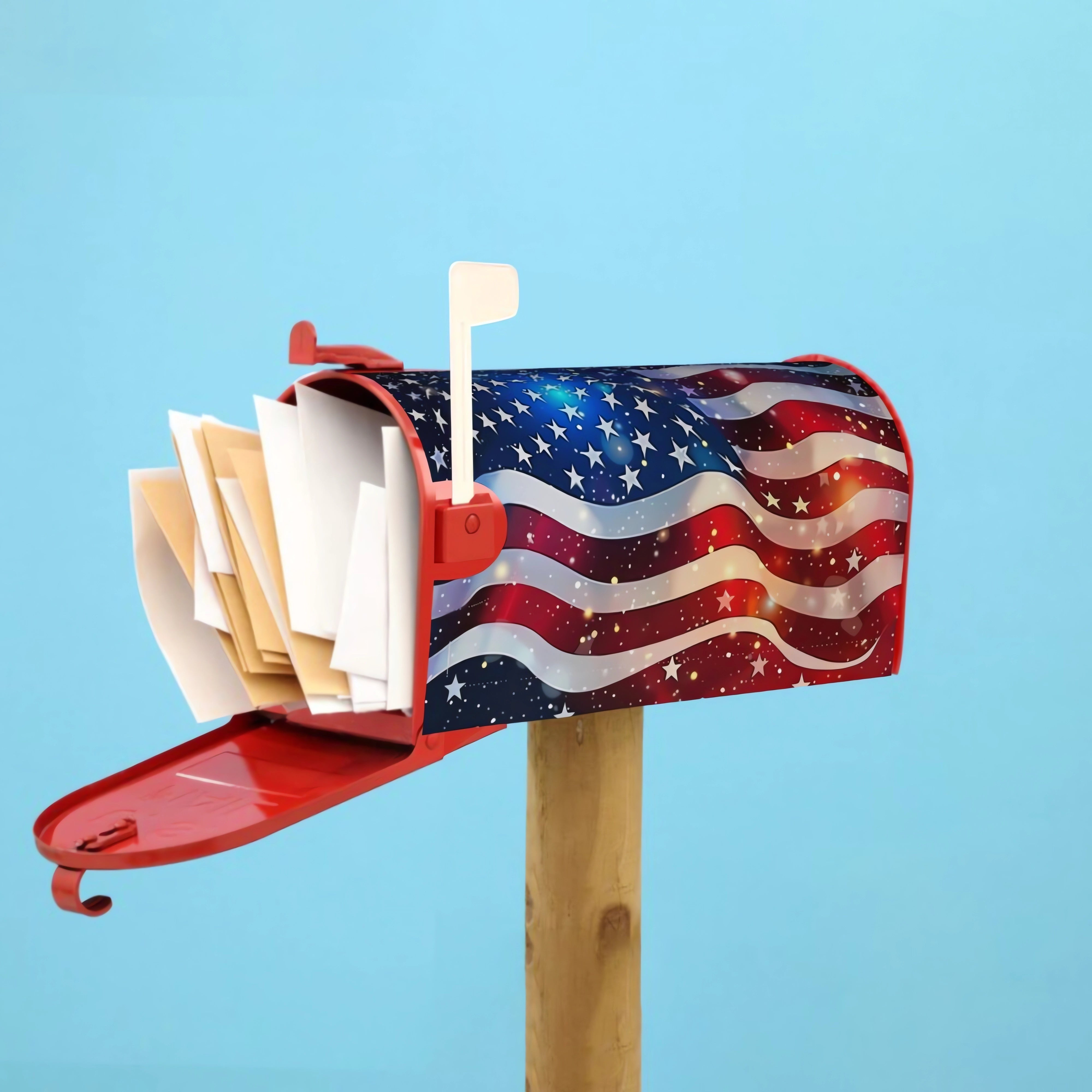 Vibrant American Flag Mailbox Cover Wrap