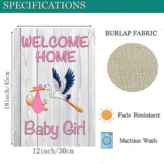 Welcome Home Baby Girl Garden Flag