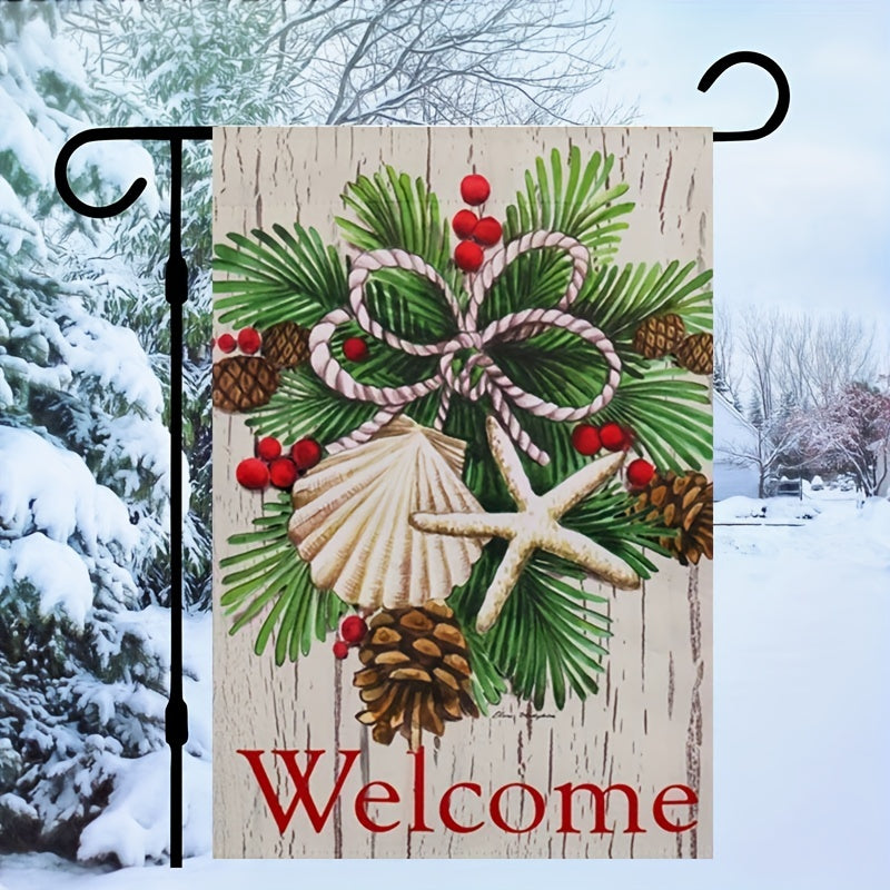 Festive Christmas Welcome Garden Flag