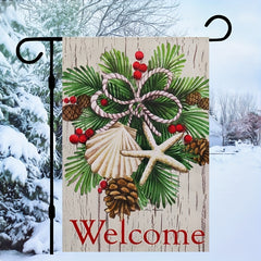 Festive Christmas Welcome Garden Flag