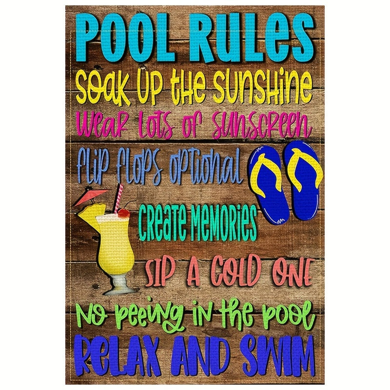 Pool Rules Garden Flag