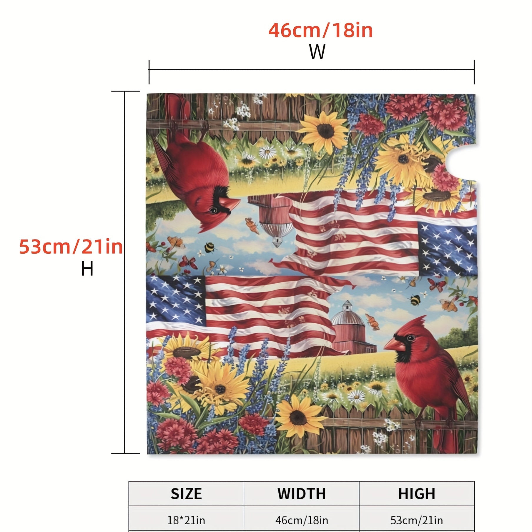 American Flags Sunflowers And Cardinal Bird Mailbox Cover